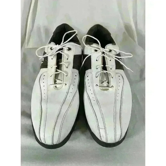 FootJoy Mens Golf Shoes 11M Greenjoy Soft Spike White/Brown Leather 45311 - Picture 2 of 6